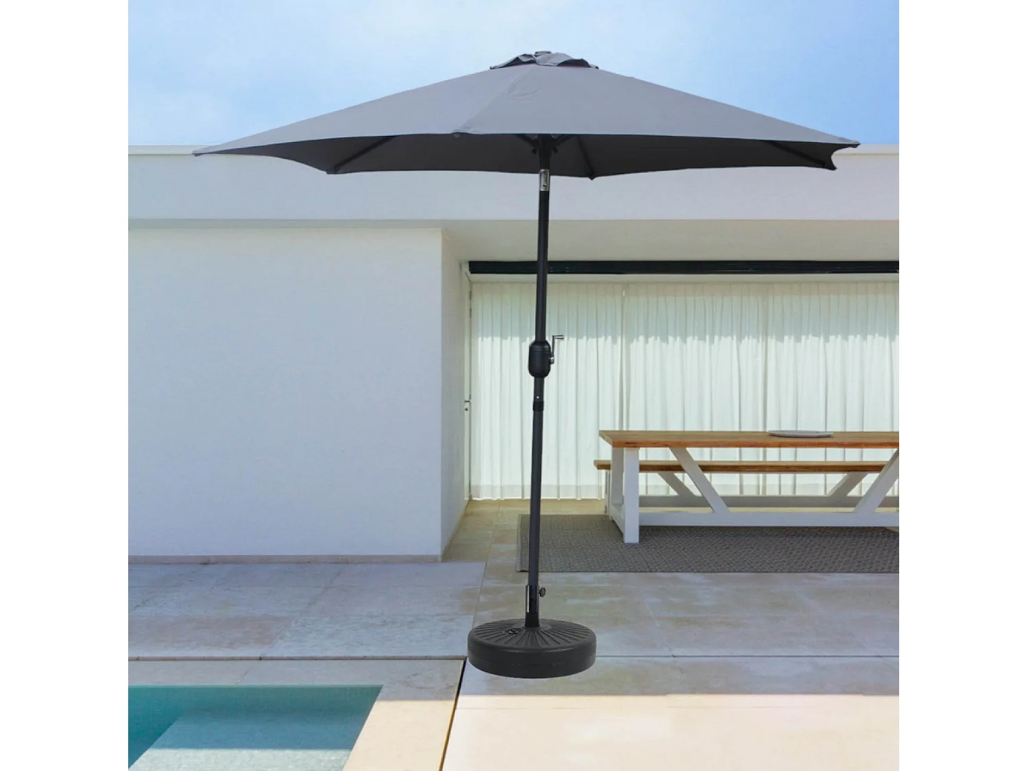 Parasol droit rond 2,5 x 2,5 m gris COME