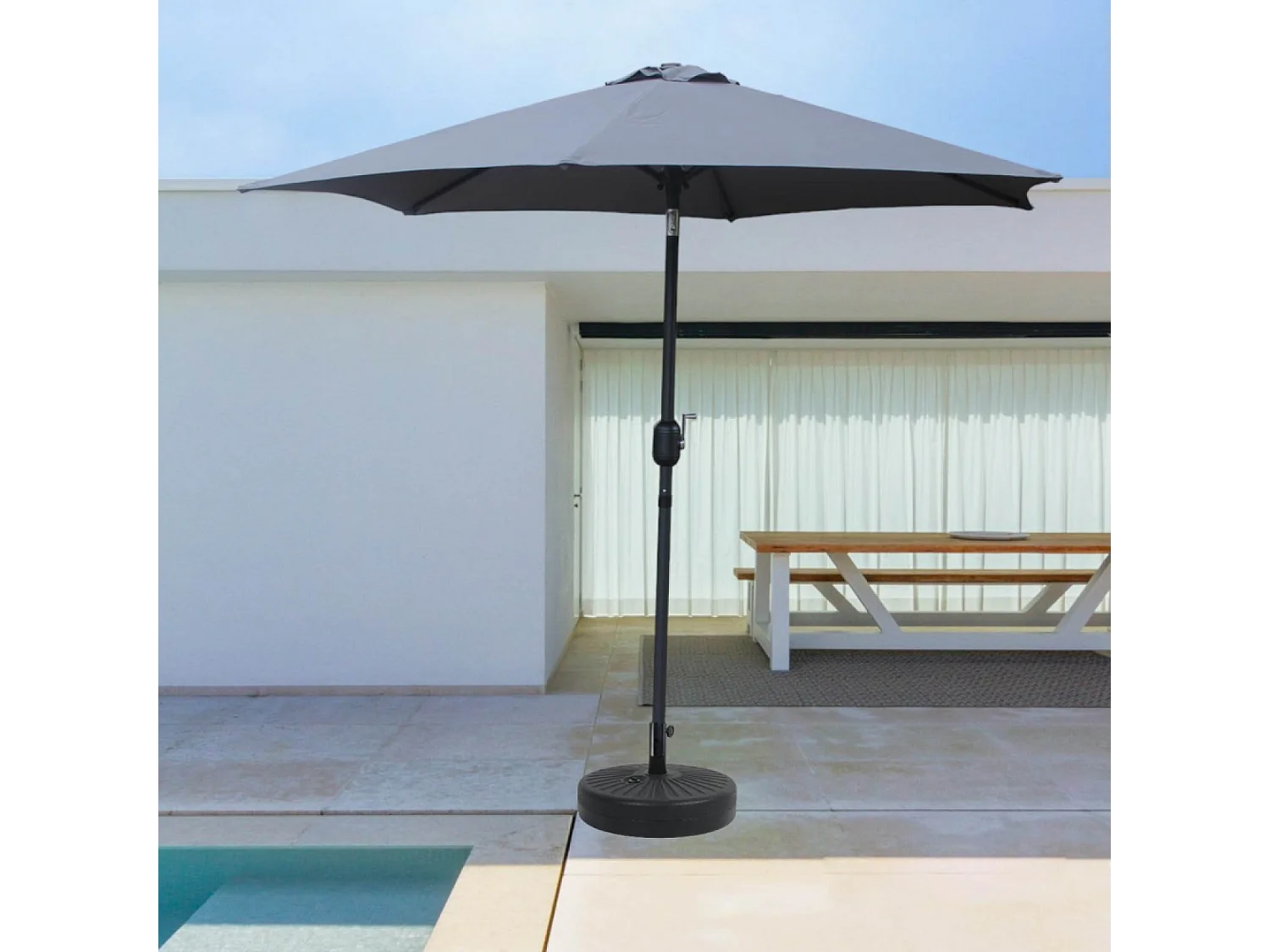 Parasol gris rond 2,5 x 2,5 m COME