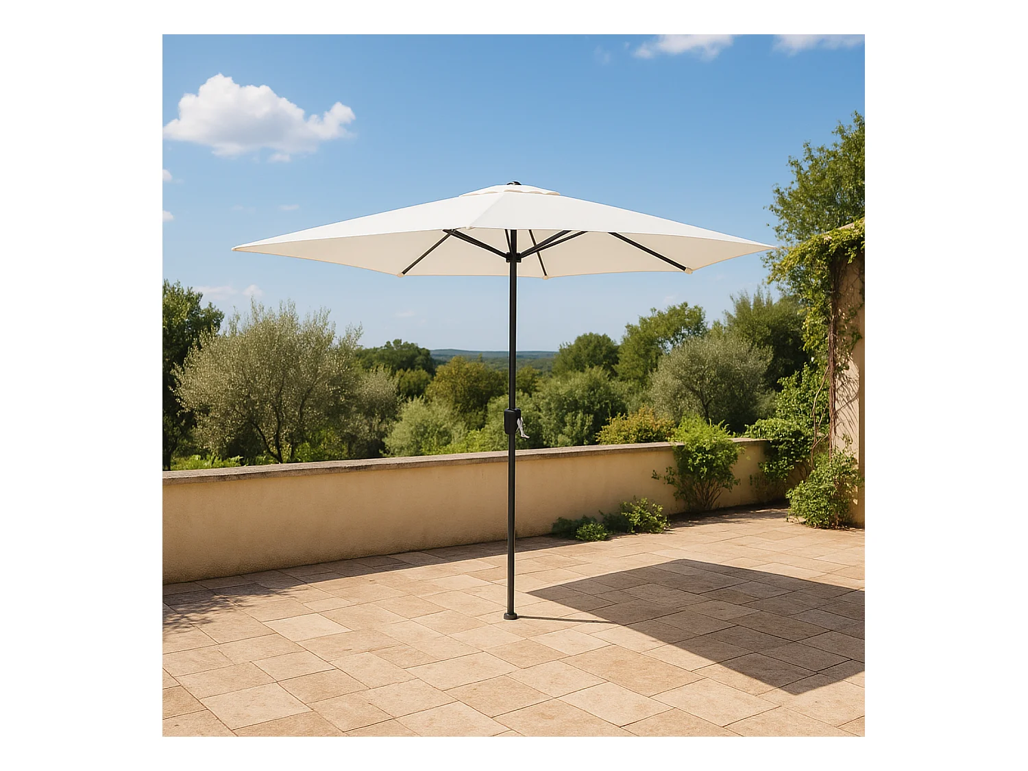 Guarda-sol direito redondo creme de 2,5m inclinável em alumínio - COME