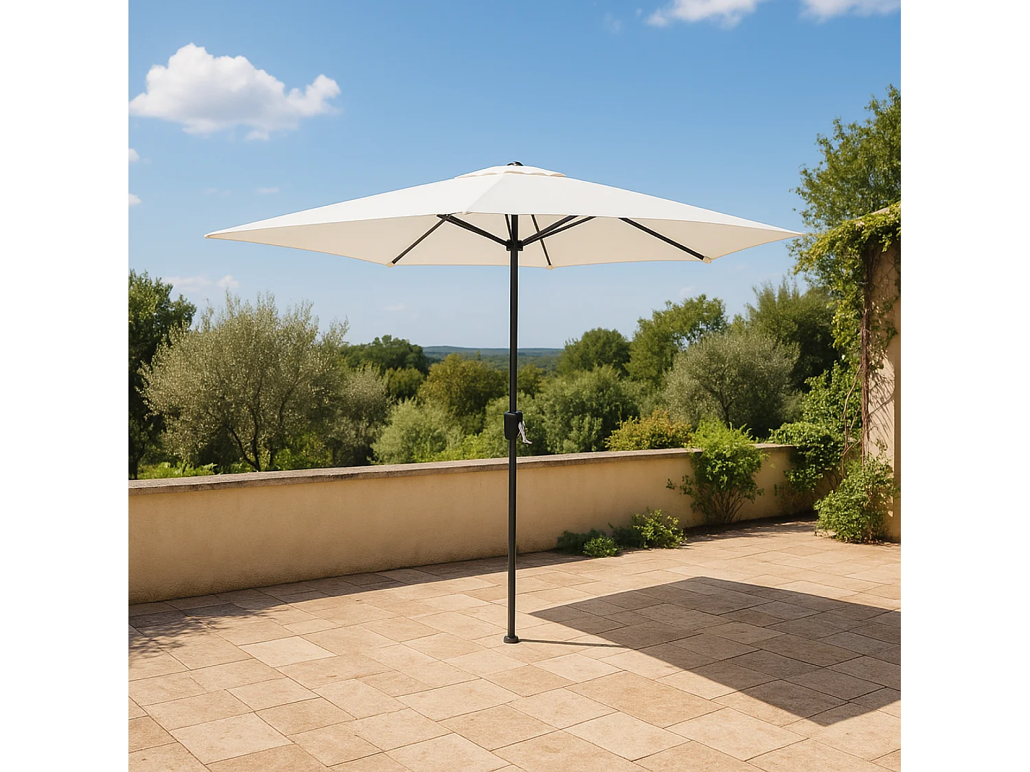 Parasol droit rond 2,5 x 2,5 m écru COME