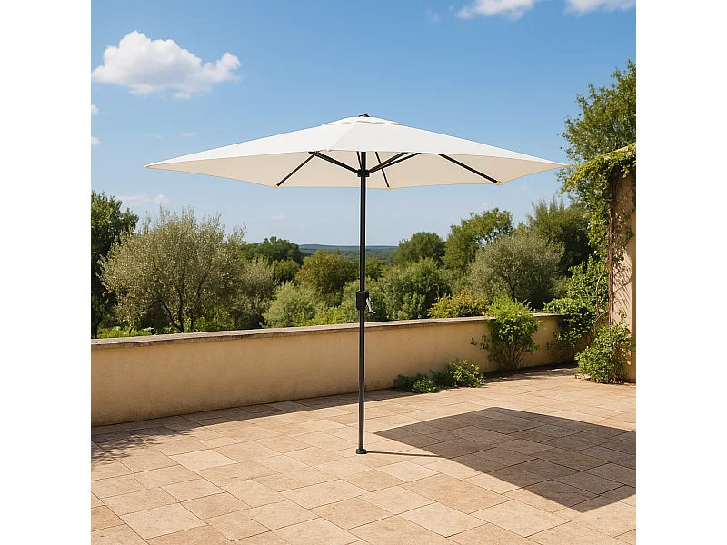 Parasol droit rond 2,5 x 2,5 m écru COME