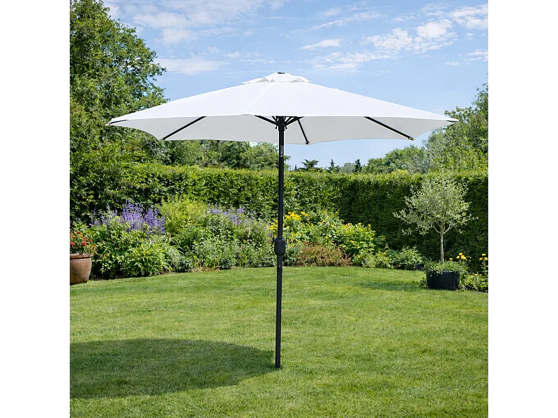 Runder, neigbarer Sonnenschirm mit einem Durchmesser von 2,5 m in Creme aus Aluminium - COME