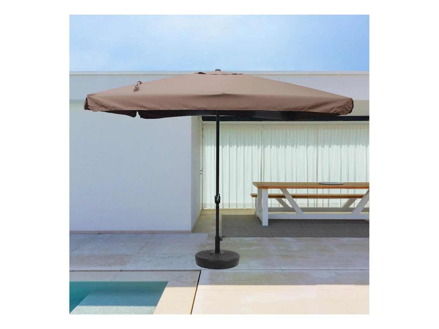 Parasol droit carré 3 x 3 m chocolat PALERME