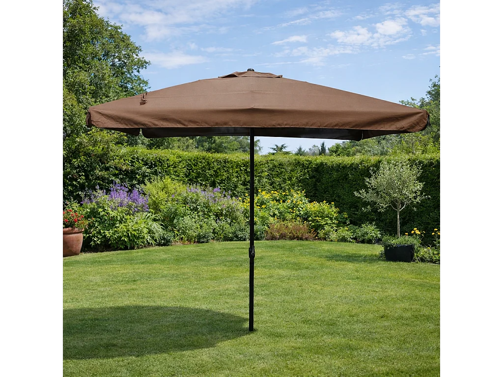 Parasol droit carré 3 x 3 m chocolat PALERME