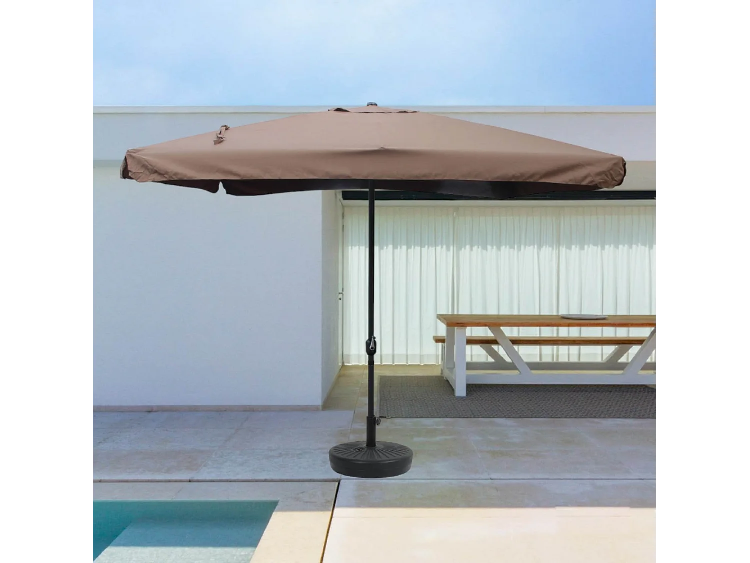 Parasol droit carré 3 x 3 m chocolat PALERME