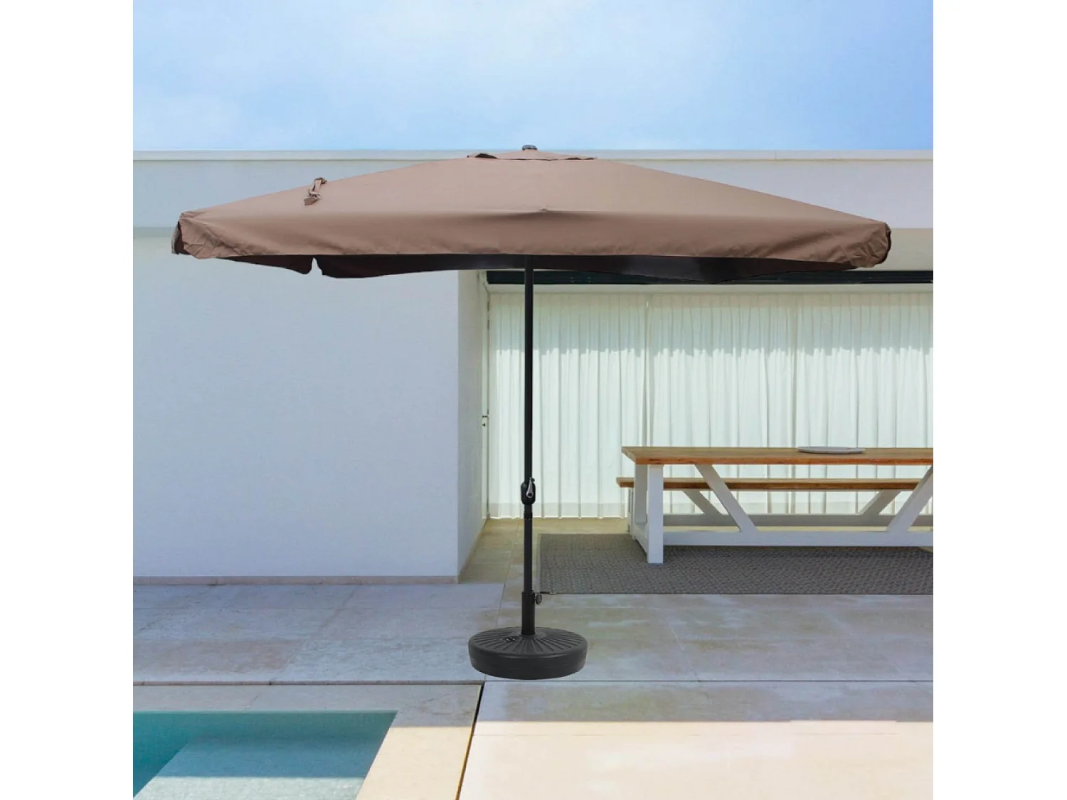Vierkante parasol 2,95 x 2,95 m chocolade PALERME - Modern Design, Zonbescherming, Aluminium Structuur, Polyester Doek 160g/m²