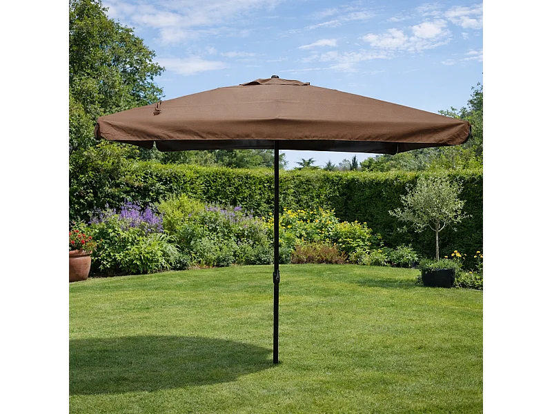 Parasol droit carré 3 x 3 m chocolat PALERME