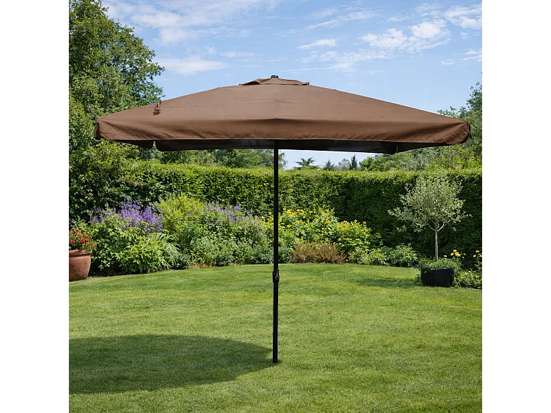 Vierkante parasol 2,95 x 2,95 m chocolade PALERME - Modern Design, Zonbescherming, Aluminium Structuur, Polyester Doek 160g/m²