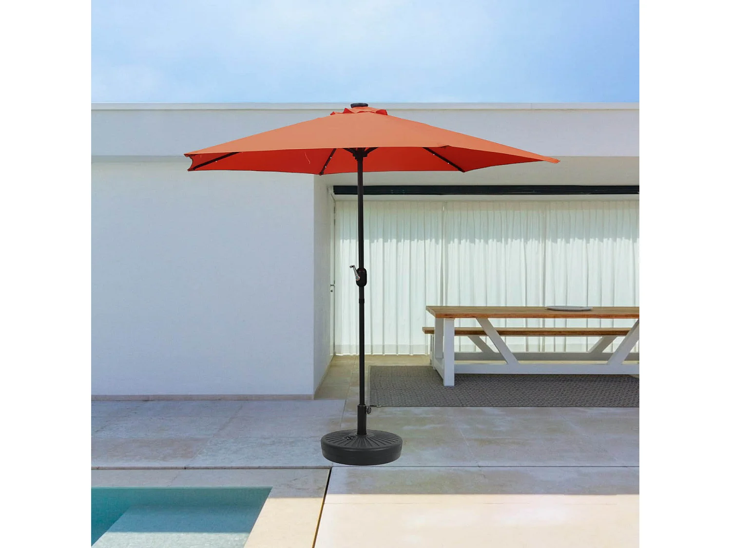 Ronde LED-terrakotta parasol 2,66 m AMALFI