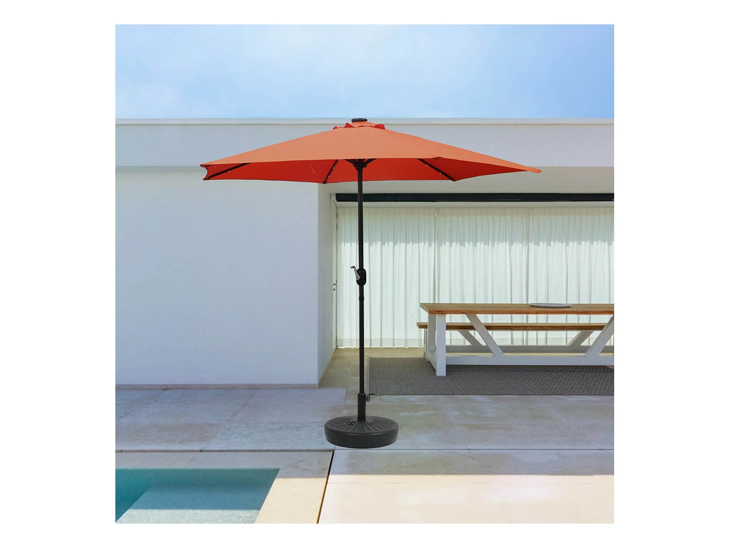 Parasol droit rond led diamètre 2,7 m terracotta AMALFI