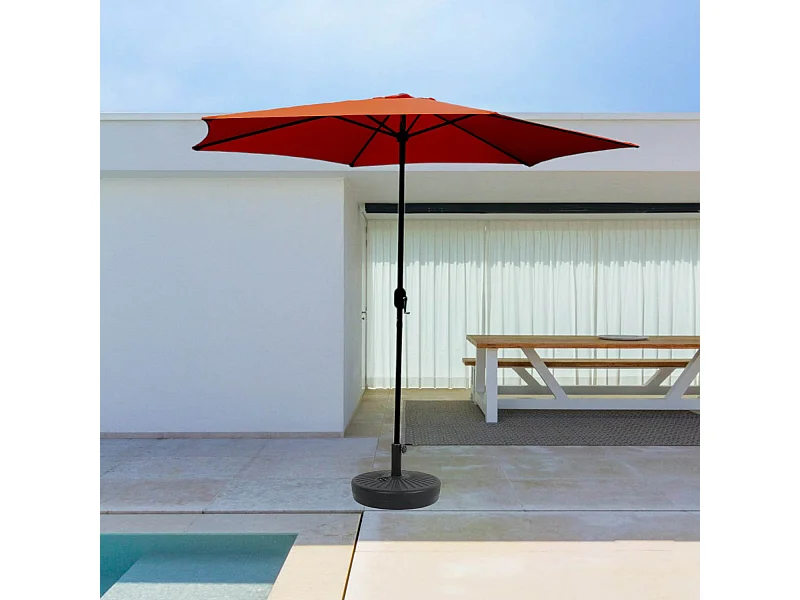 Parasol droit rond diamètre 3 m terracotta PORTOFINO