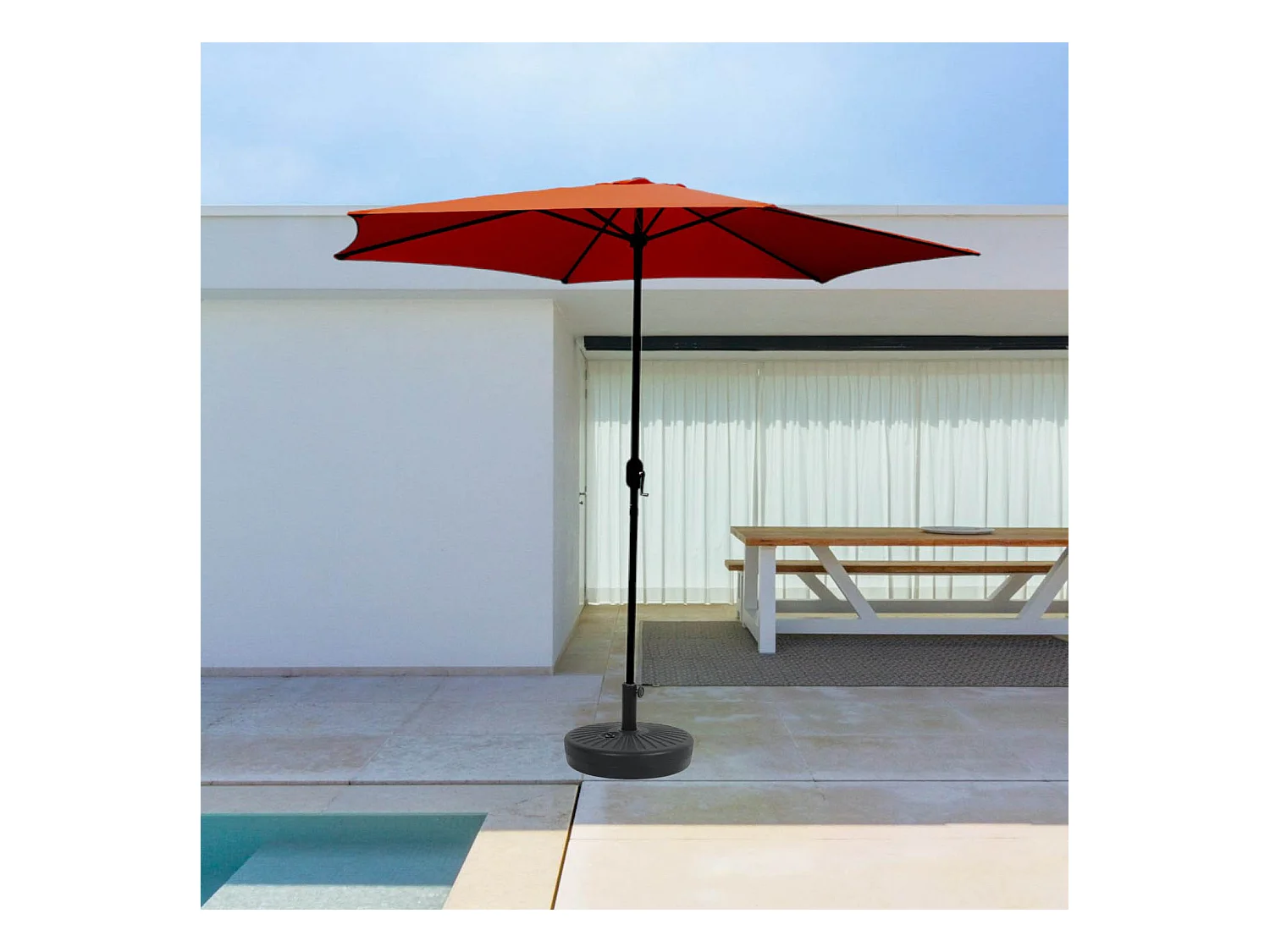 Parasol droit rond diamètre 3 m terracotta PORTOFINO
