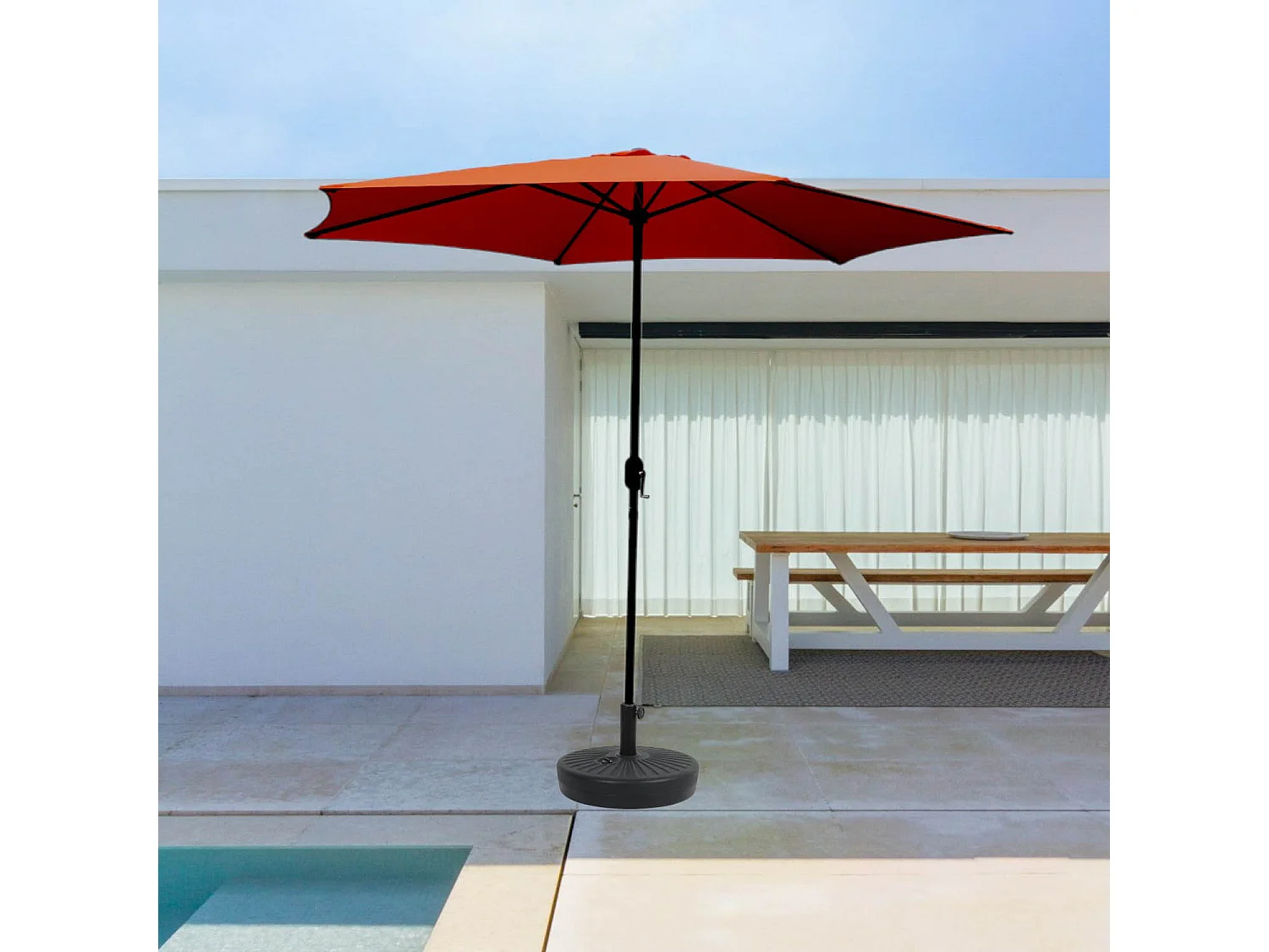 Parasol droit rond diamètre 3 m terracotta PORTOFINO