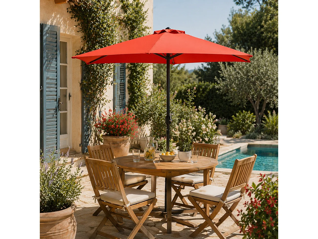 Parasol  terracotta droit demi-rond 2,66 x 1,36 m CATANE
