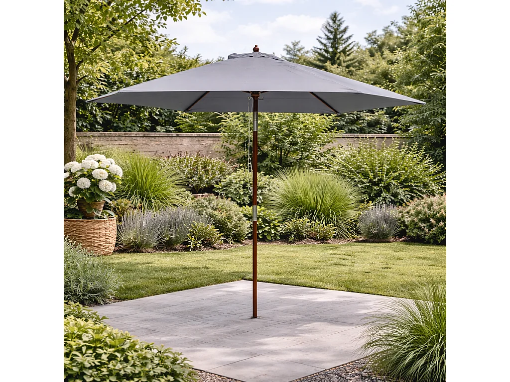 Kantelbare ronde parasol van grijs hout CANCUN 300cm