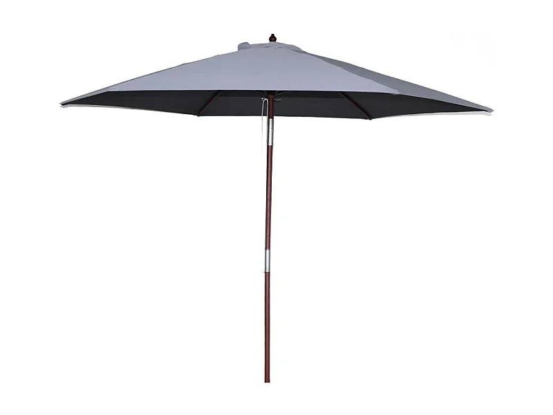 Kantelbare ronde parasol van grijs hout CANCUN 300cm