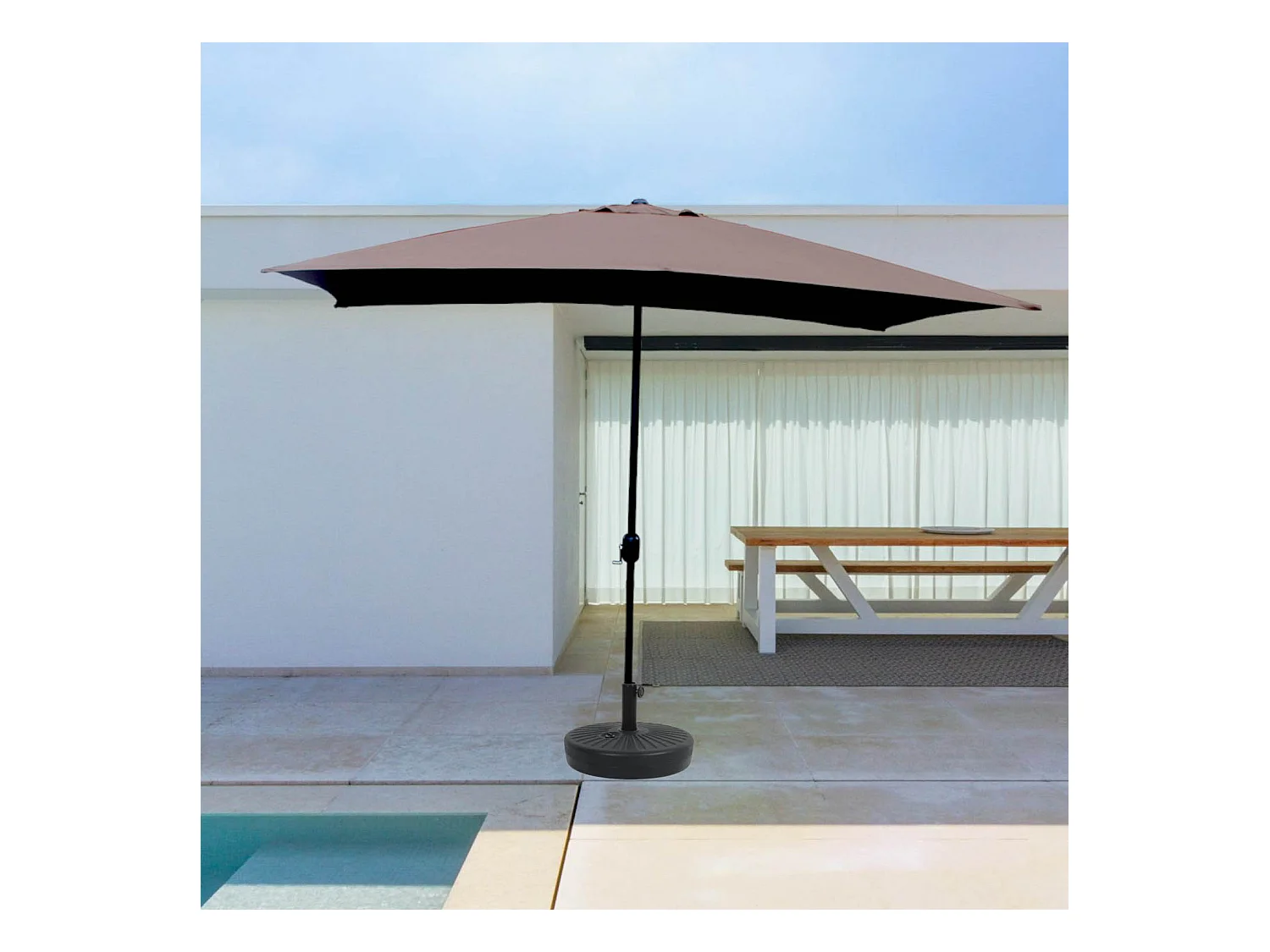 Parasol droit rectangulaire 3 x 2 m chocolat SPEZIA