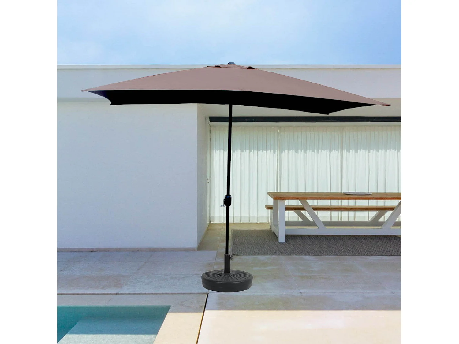 Rechthoekige kantelbare parasol chocolade 2,93 x 1,93 m SPEZIA