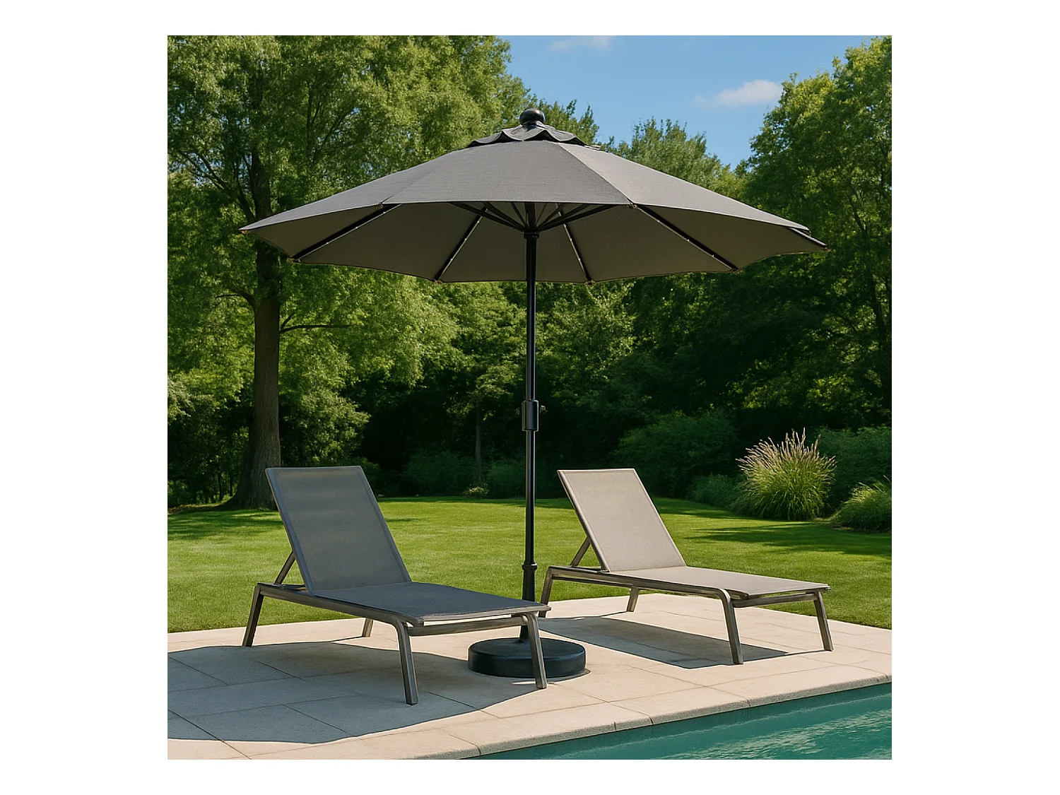 Ronde LED Parasol Grijs 2,66 m AMALFI