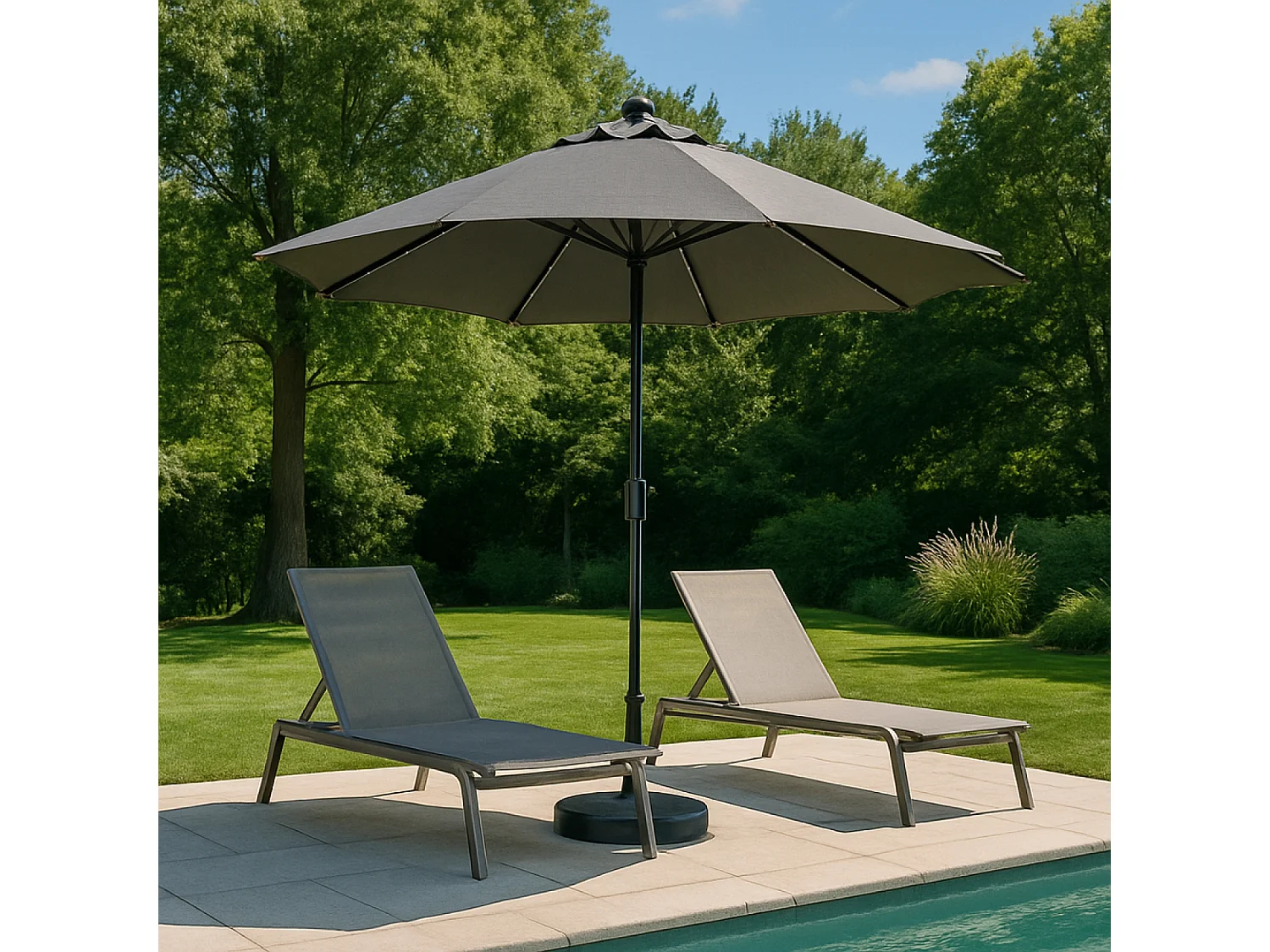 Ronde LED Parasol Grijs 2,66 m AMALFI