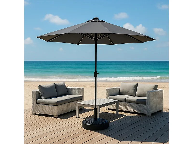 Ronde LED Parasol Grijs 2,66 m AMALFI