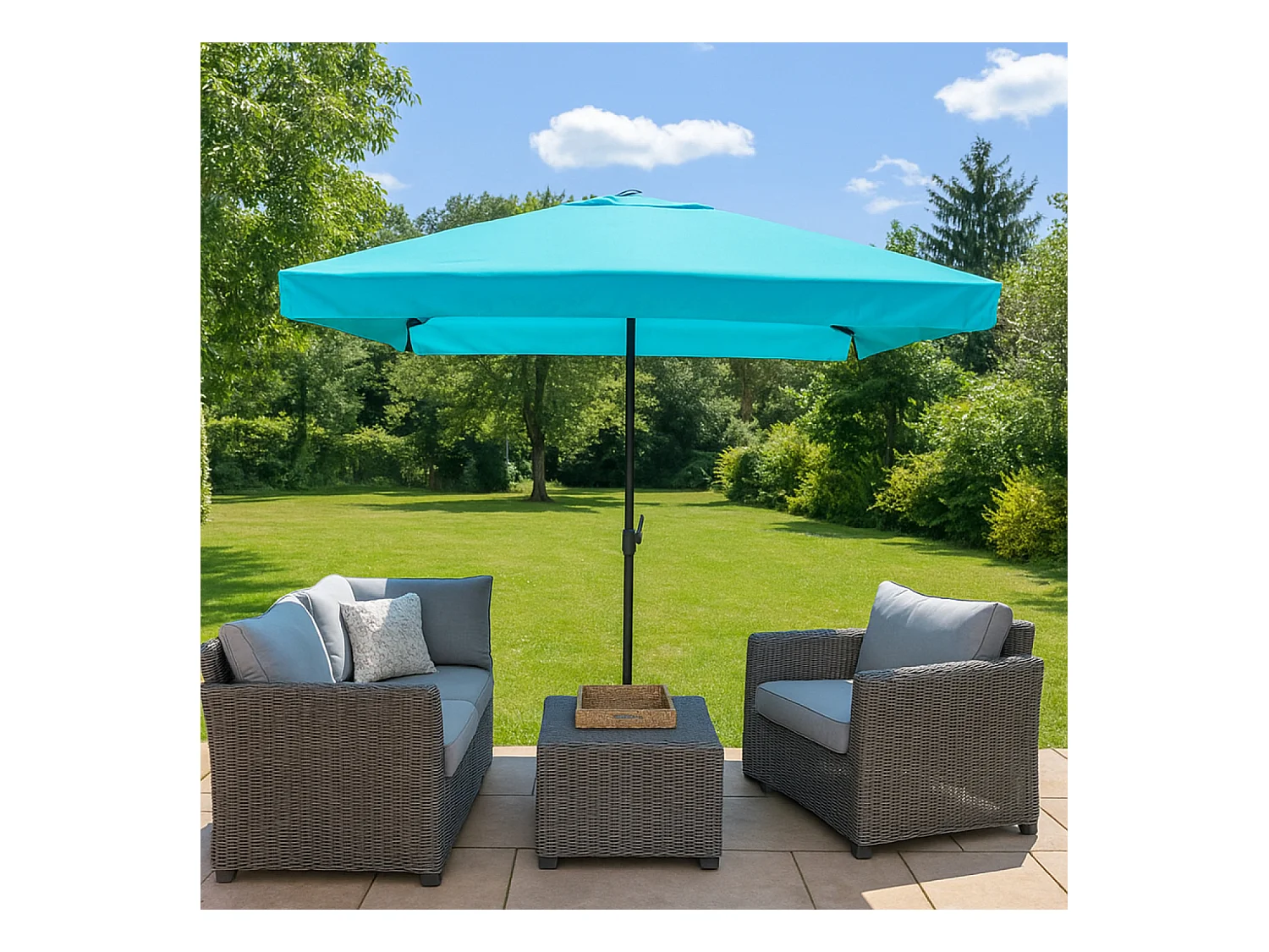 Ombrellone quadrato 2,95 x 2,95 m blu PALERME