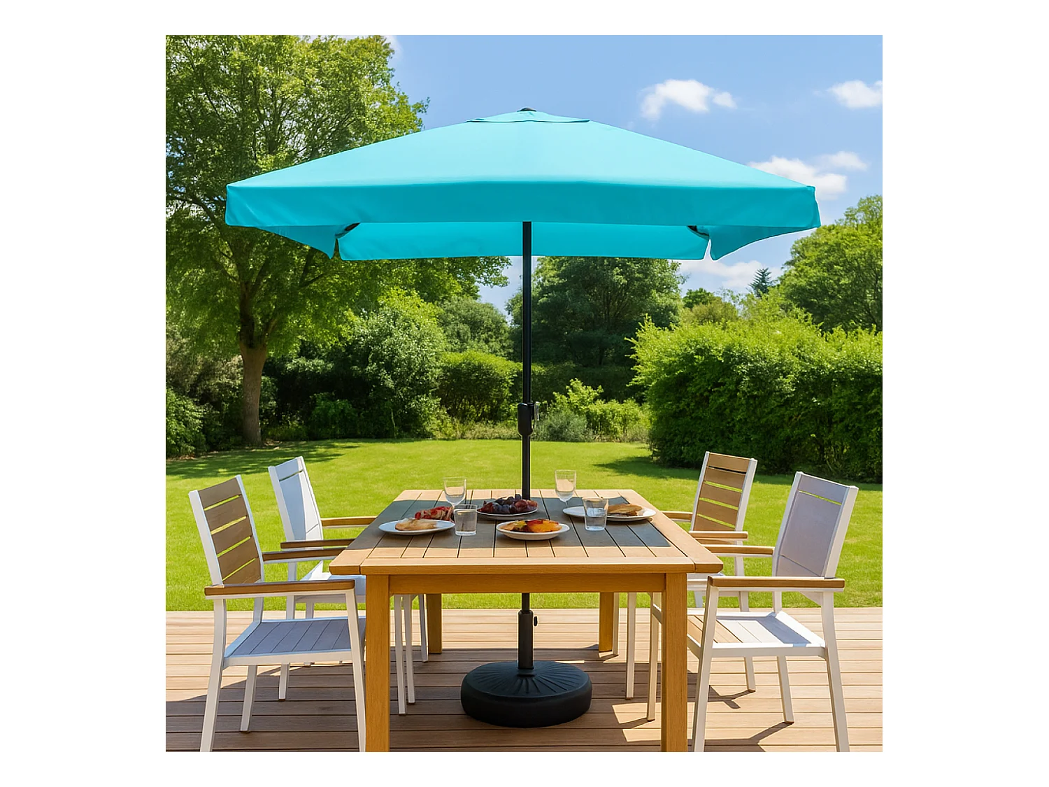 Ombrellone quadrato 2,95 x 2,95 m blu PALERME