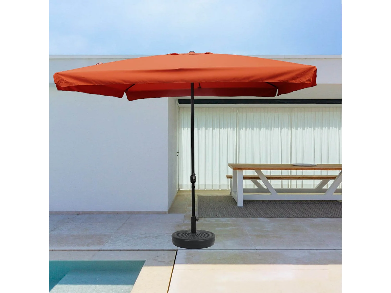 Parasol droit carré 3 x 3 m terracotta PALERME