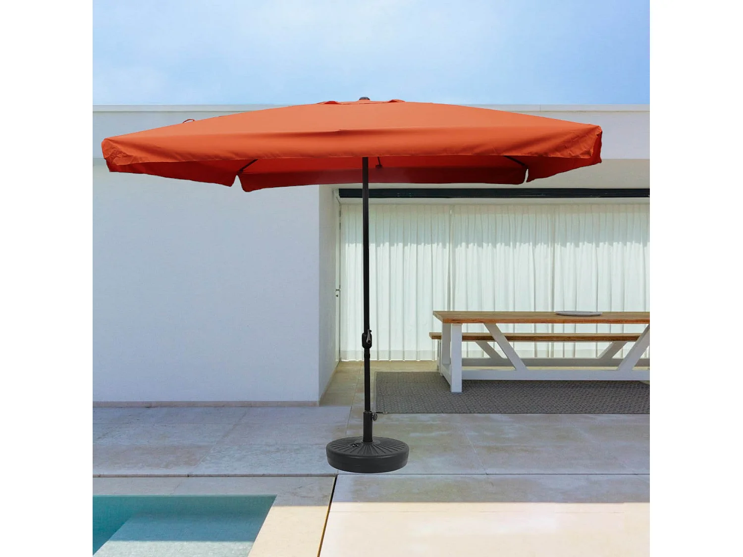 Vierkante parasol 2,95 x 2,95 m terracotta PALERME - Trendy design, aluminium frame, doek 160g/m²
