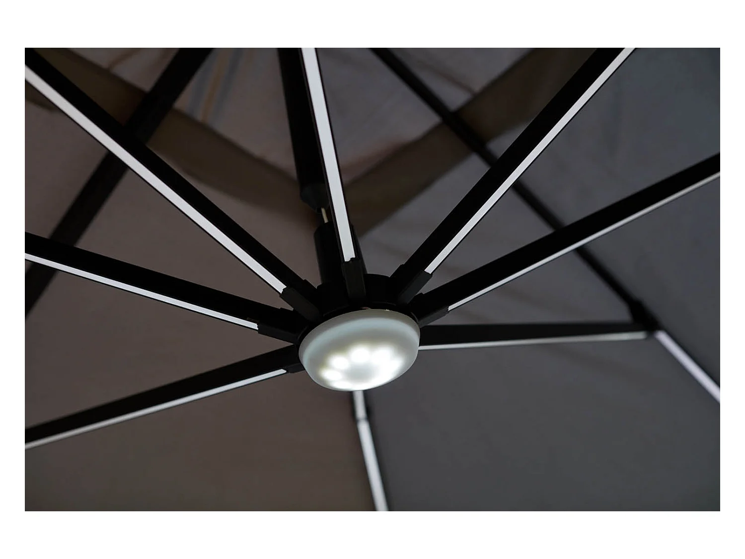 Rechthoekige Grijze Parasol met LED 395 x 295 cm CALVIA