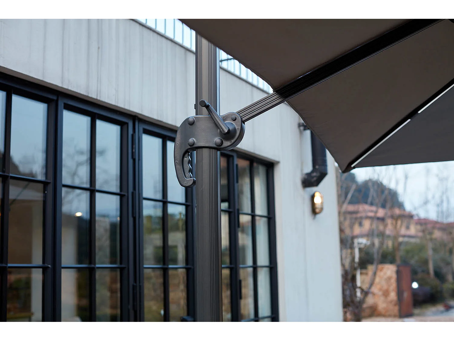 Rechthoekige Grijze Parasol met LED 395 x 295 cm CALVIA