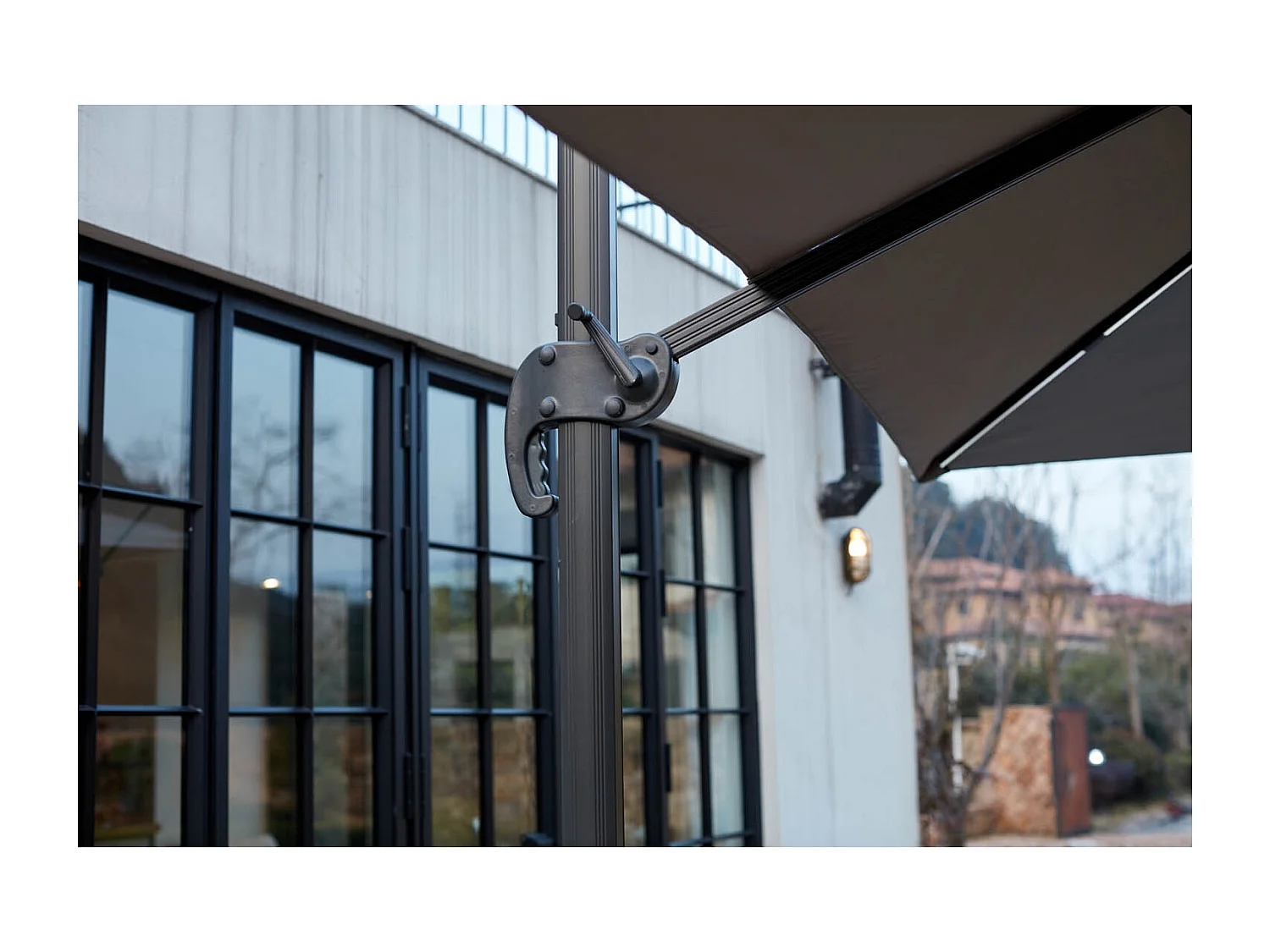 Rechthoekige Grijze Parasol met LED 395 x 295 cm CALVIA