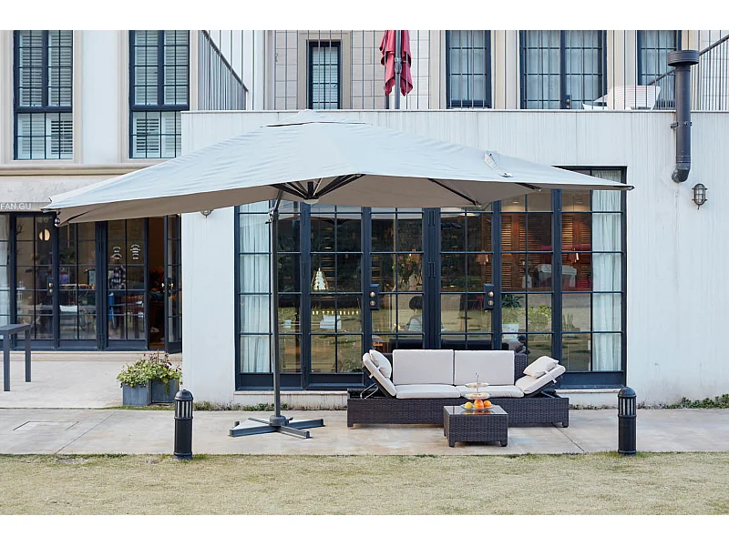 Rechthoekige Grijze Parasol met LED 395 x 295 cm CALVIA