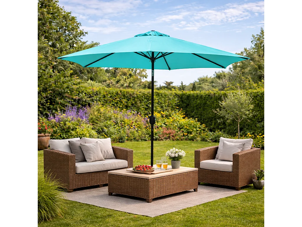 Parasol bleu rond 2,5 x 2,5 m COME