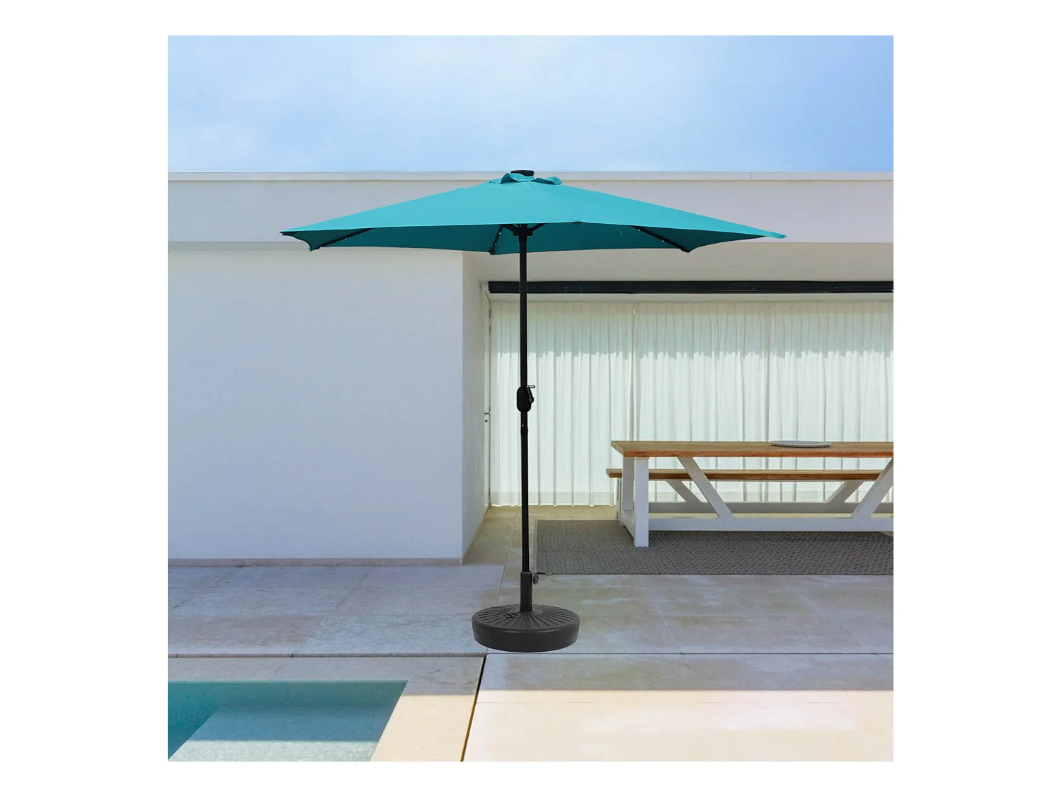 Parasol droit rond led diamètre 2,7 m bleu AMALFI