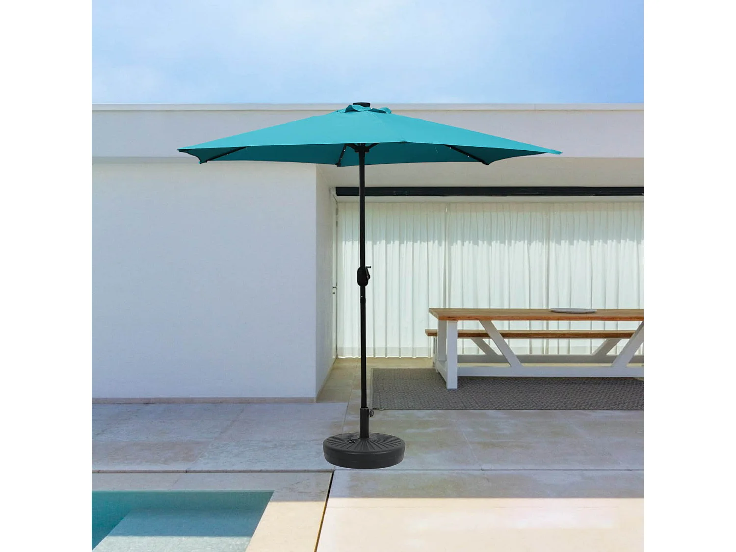 Parasol bleu rond 2,66 x 2,66 m led AMALFI