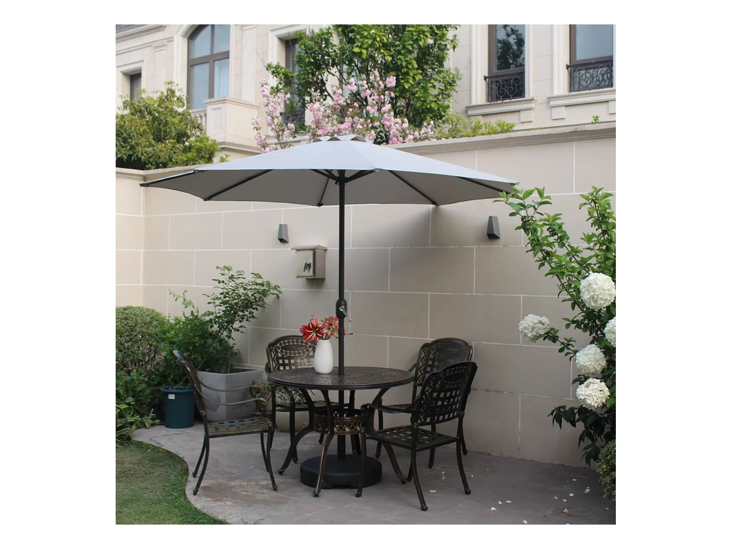 Parasol droit rond diamètre 3 m écru PORTOFINO