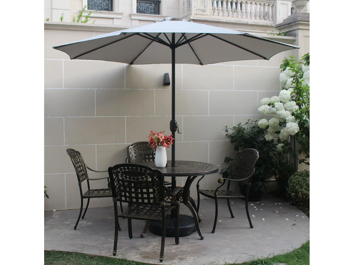 Parasol droit rond diamètre 3 m écru PORTOFINO