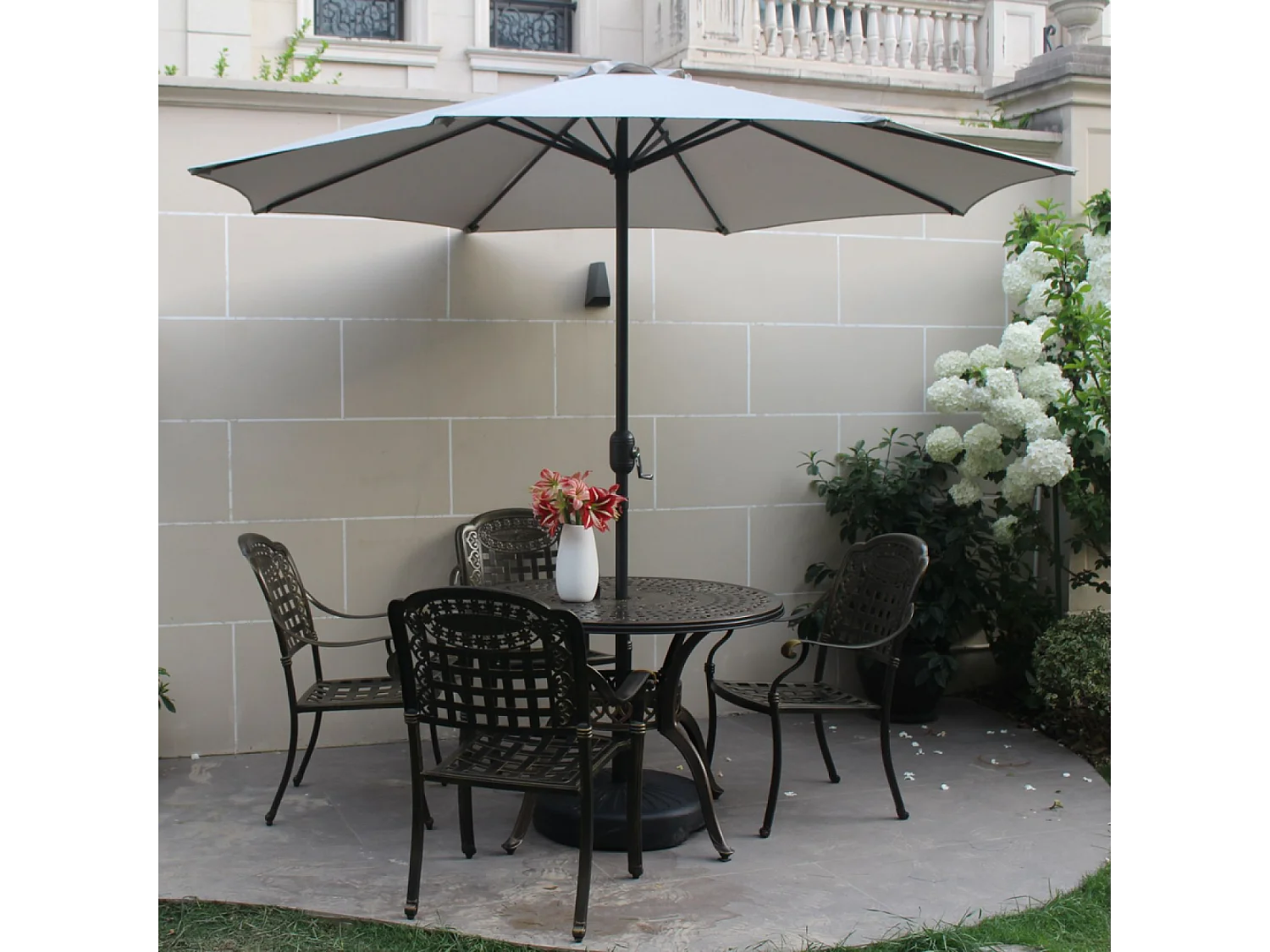 Parasol droit rond diamètre 3 m écru PORTOFINO