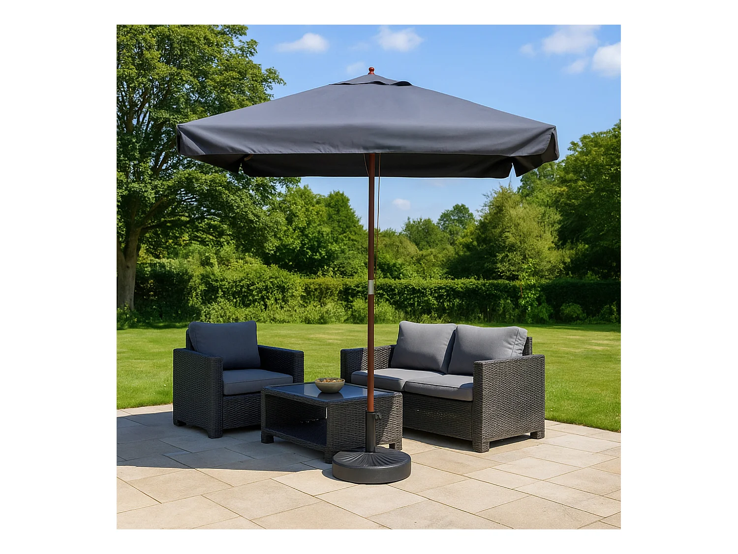 Parasolo in legno 3 x 3 m  grigio PALAWAN