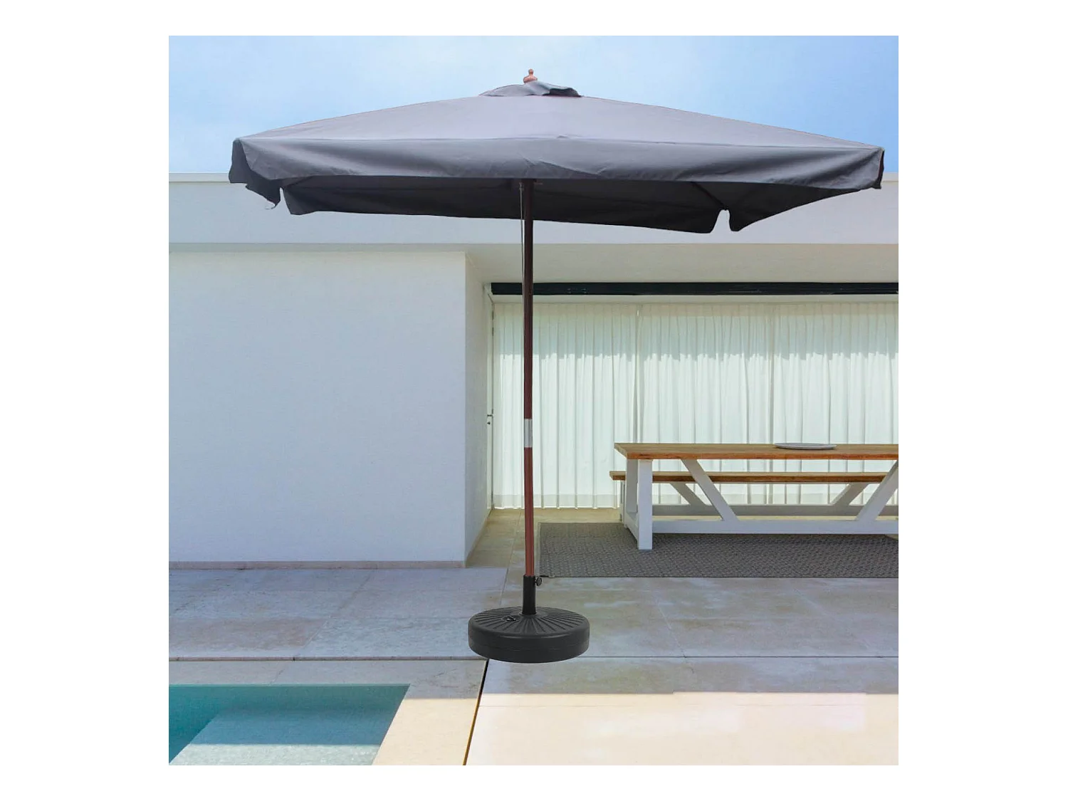 Parasol carré en bois 3 x 3 m gris PALAWAN