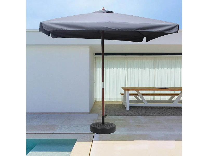 Guarda-sol de madeira 3 x 3 m cinza PALAWAN com sistema de polia - Ideal para jardim, varanda e piscina