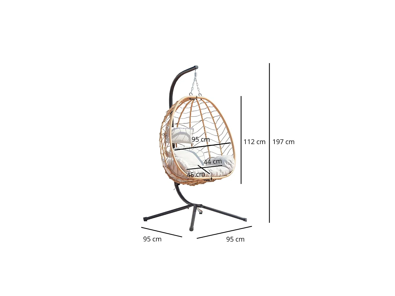 Fauteuil suspendu en résine effet rotin naturel LIMA