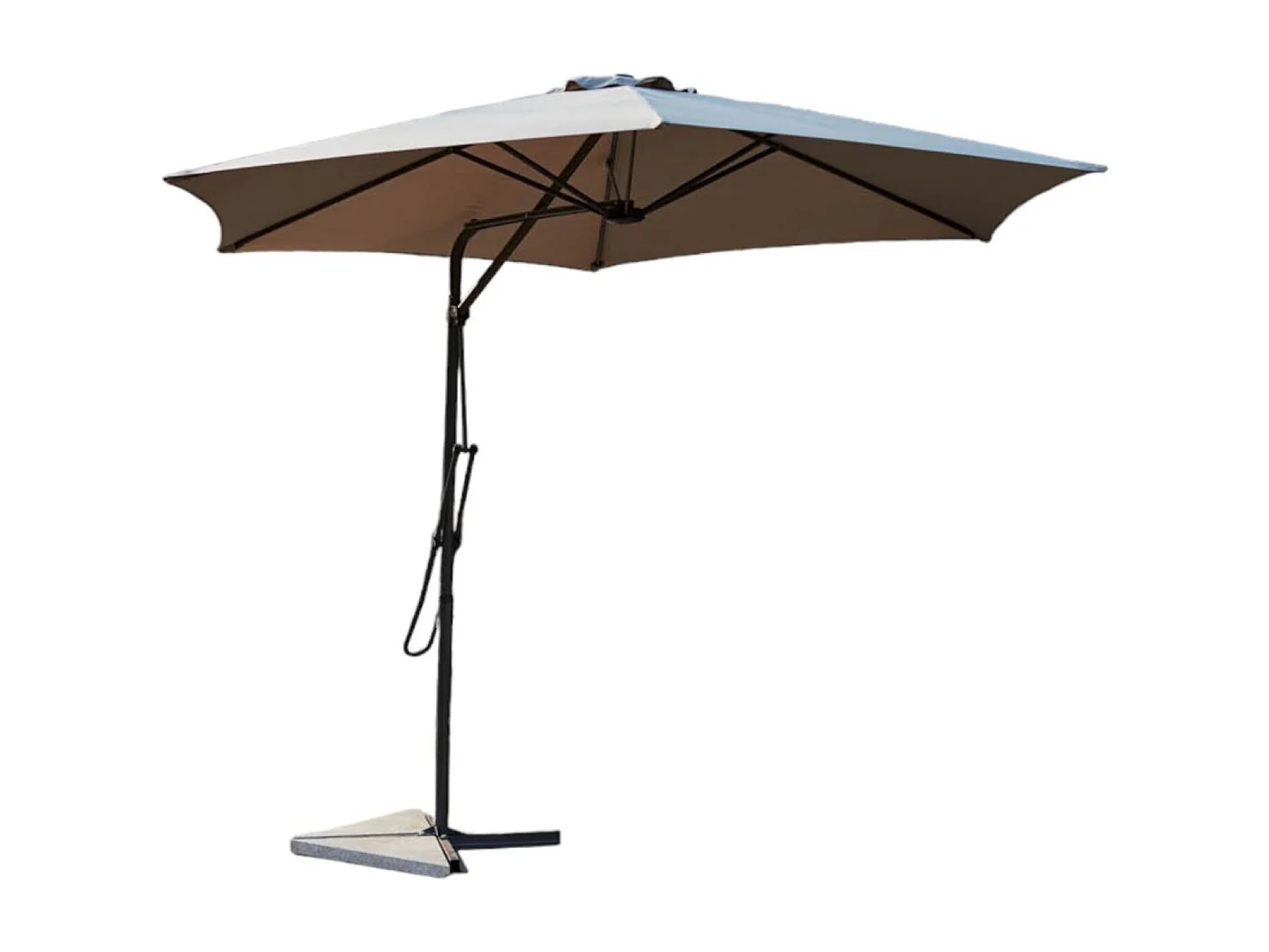 Parasol déporté avec ouverture innovante diamètre 3 m gris ALCUDIA