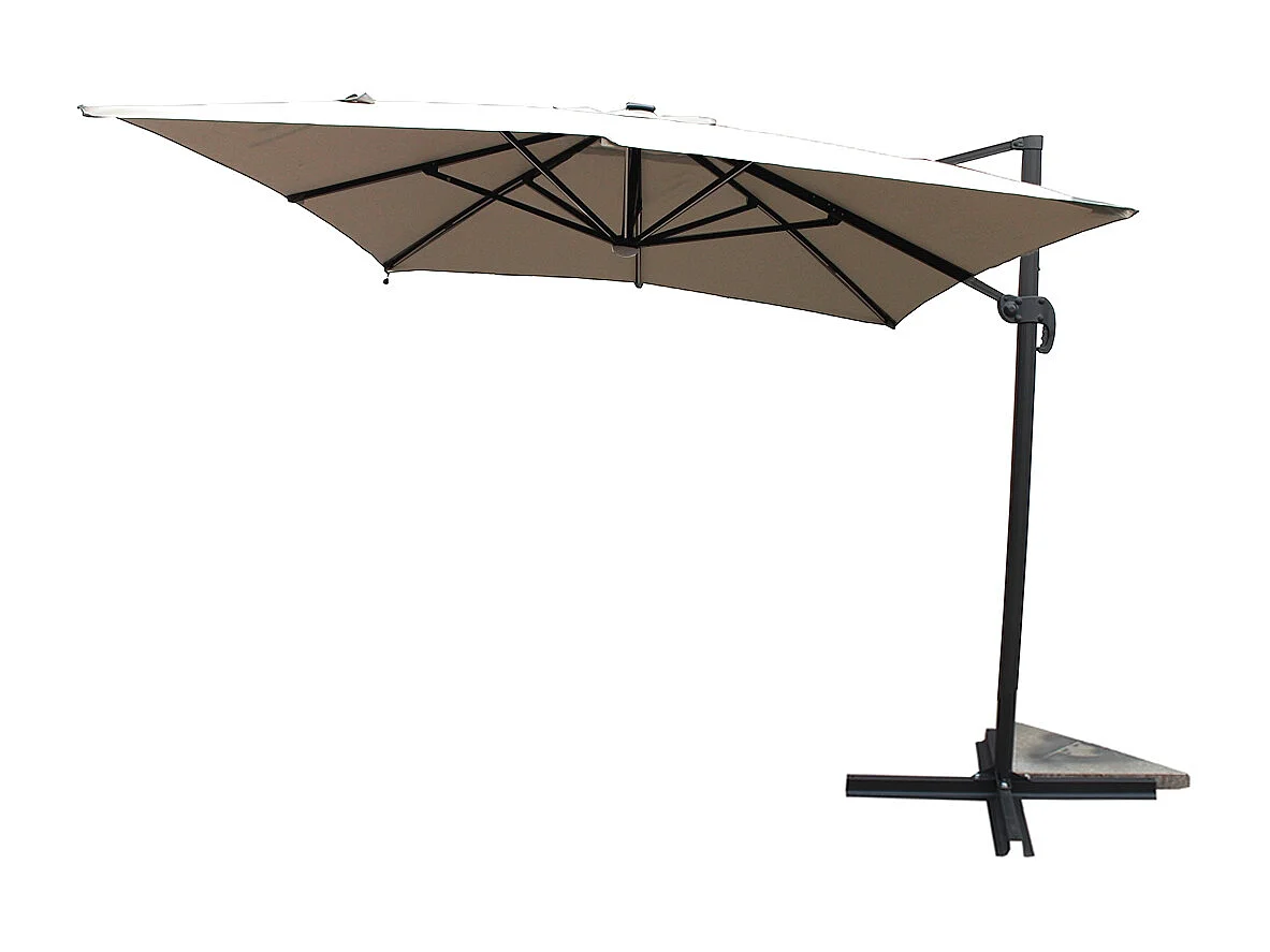 Rechthoekige parasol ecru met LED 395 x 295 cm CALVIA