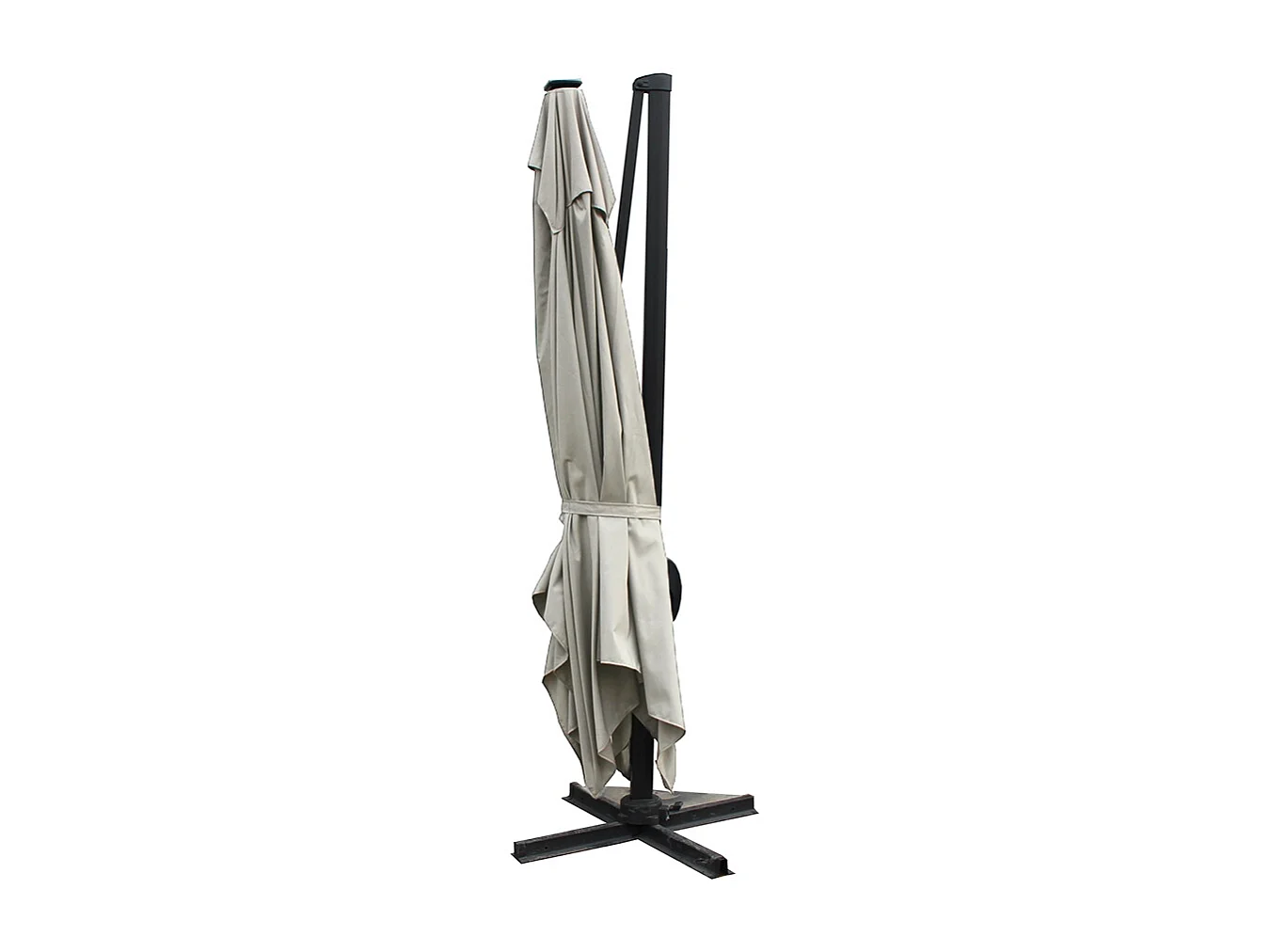 Rechthoekige parasol ecru met LED 395 x 295 cm CALVIA