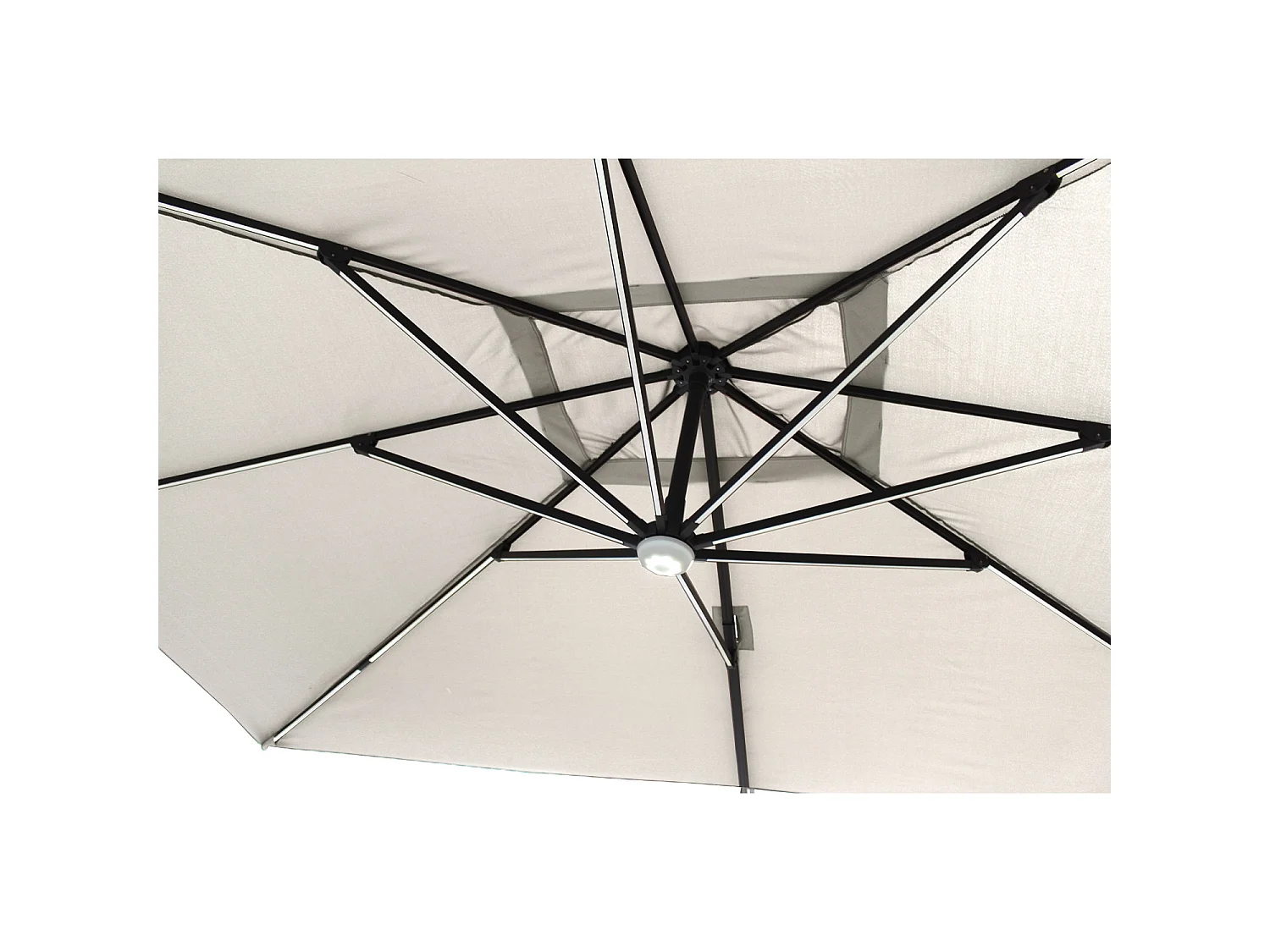 Rechthoekige parasol ecru met LED 395 x 295 cm CALVIA