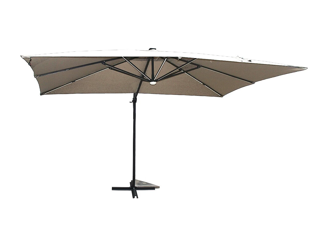 Rechthoekige parasol ecru met LED 395 x 295 cm CALVIA