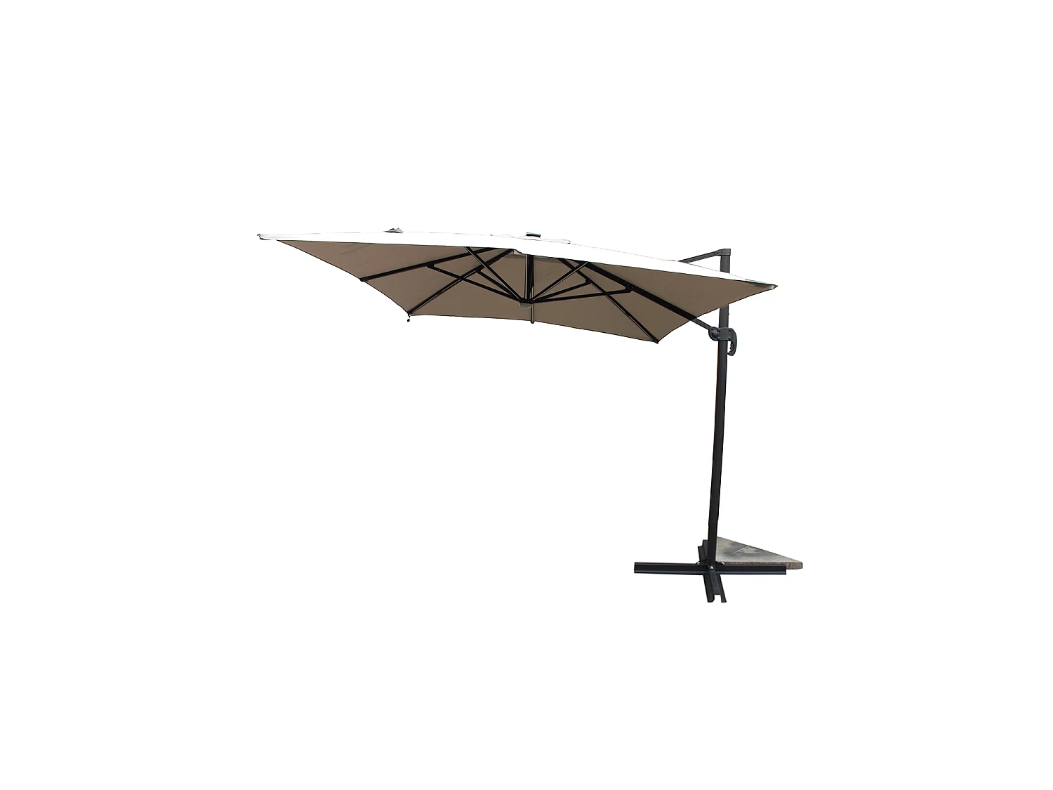 Parasol  ecru droit rectangle 3,95 x 2,95 m rotatif à 360 led CALVIA