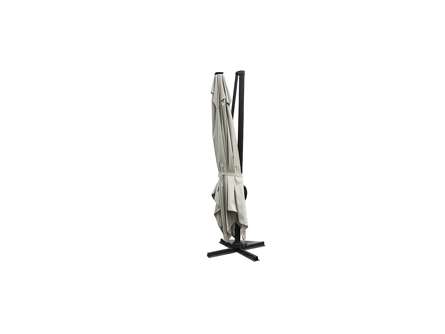 Parasol  ecru droit rectangle 3,95 x 2,95 m rotatif à 360 led CALVIA